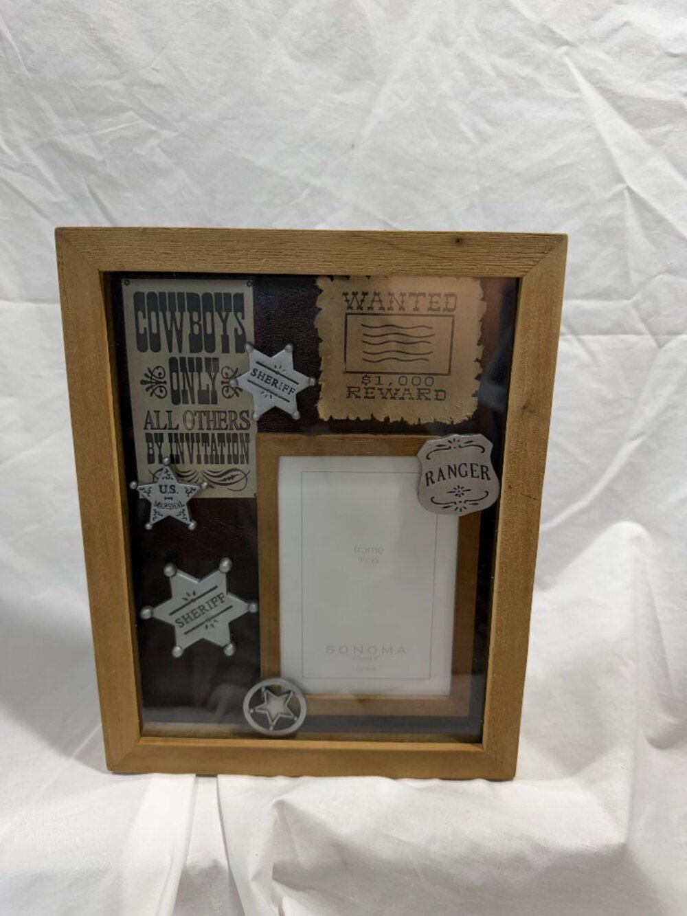 Brand New Sonoma Life + Style Western Cowboy Shadow Box Photo Frame